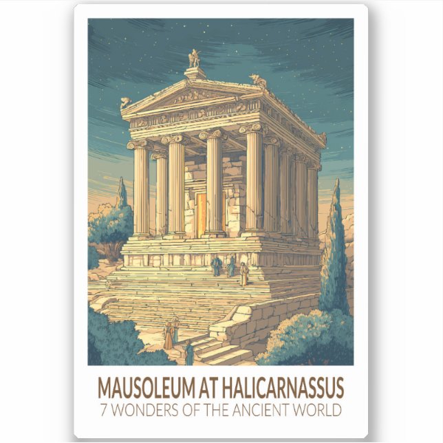 Mausoleum at Halicarnassus 7 Wonders of the World Sticker (Front)