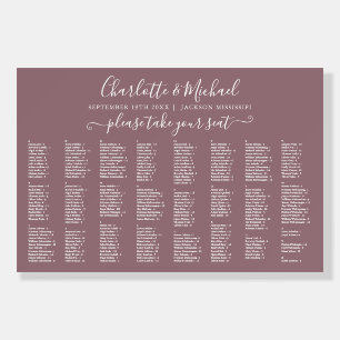 Mauve 300 Names Wedding Seating Chart Sign