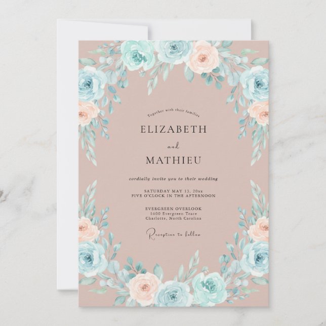 Mauve Alluring Watercolor Wedding Invitation (Front)