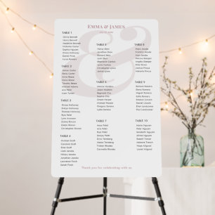 Mauve Ampersand Wedding 10 Seating Chart Foam Board