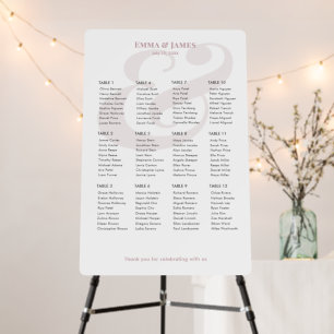 Mauve Ampersand Wedding 12 Seating Chart Foam Board