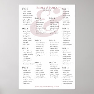 Mauve Ampersand Wedding 14 Seating Chart