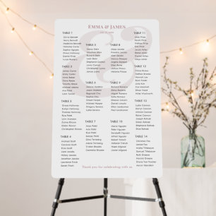 Mauve Ampersand Wedding 14 Seating Chart Foam Board