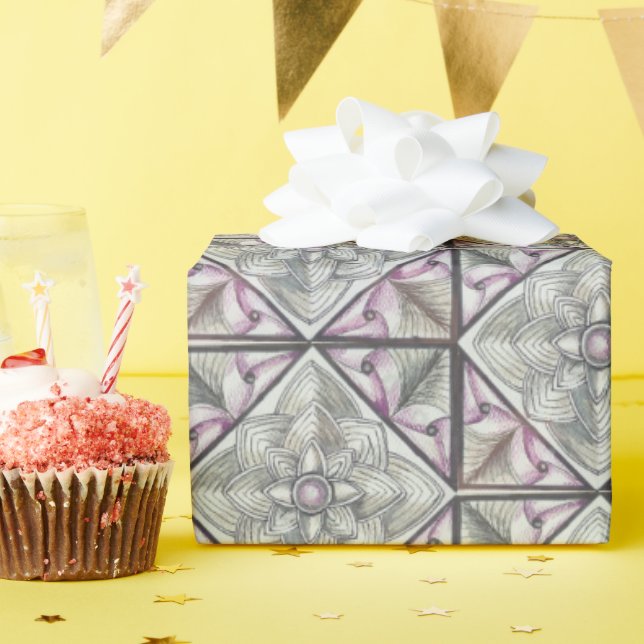 Mauve and Black Abstract Wrapping Paper (Birthday Party)