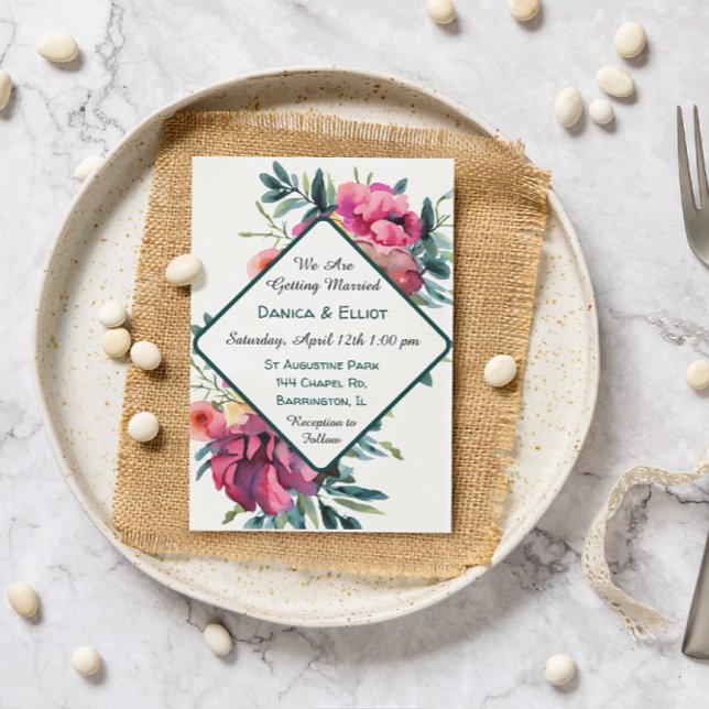 Mauve and Burgundy Floral Wedding Invitation (Creator Uploaded)