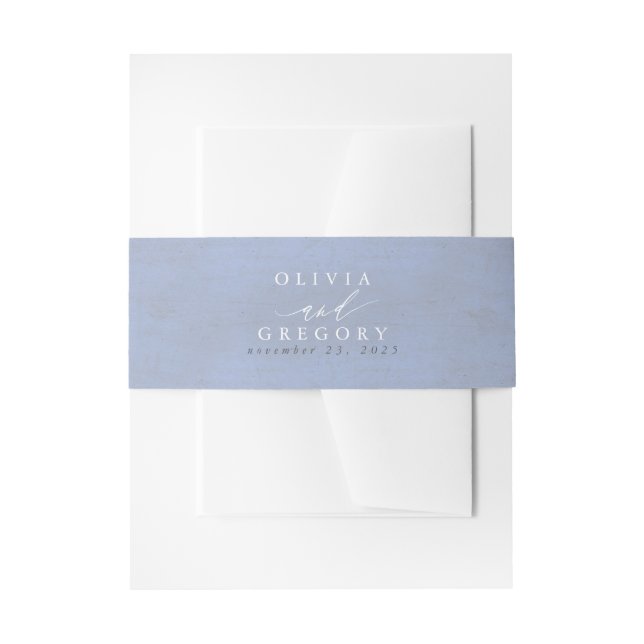 Mauve and Dusty Blue Floral Wedding Invitation Belly Band (Front Example)