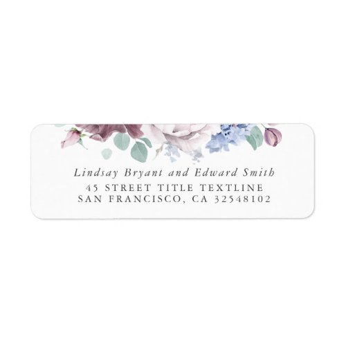 Mauve and Dusty Blue Floral Wedding Label