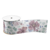 Dusty Blue and Blush Pink Floral Elegant Romantic Satin Ribbon