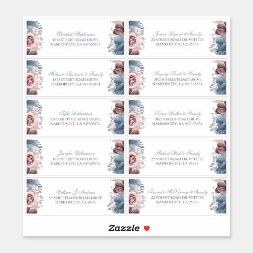 Mauve and Dusty Blue Guest Names Address Labels