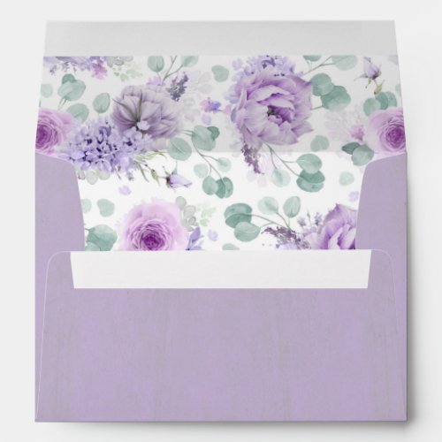 Mauve and Dusty Purple Flowers Elegant Watercolor Envelope