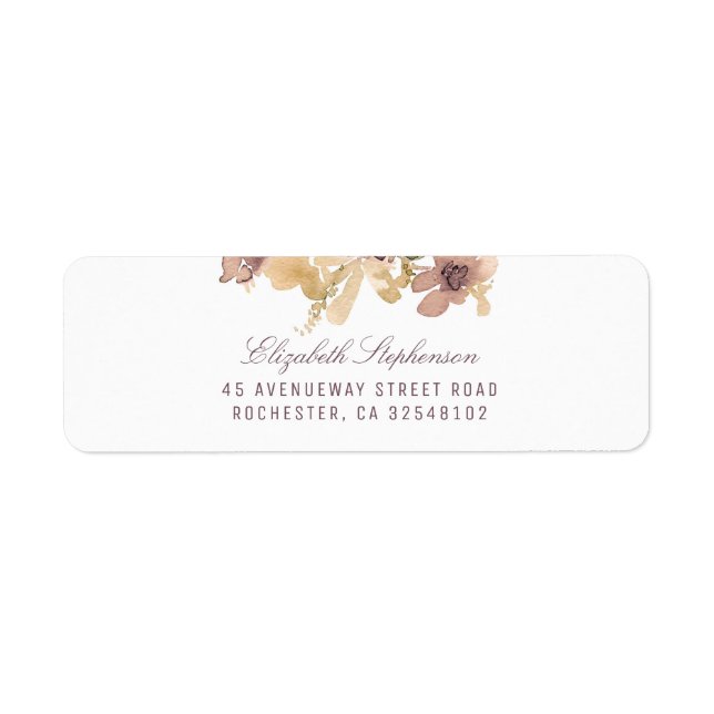 Mauve and Gold Floral Wedding Label (Front)