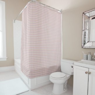 Mauve and Gold Pastel Check Shower Curtain