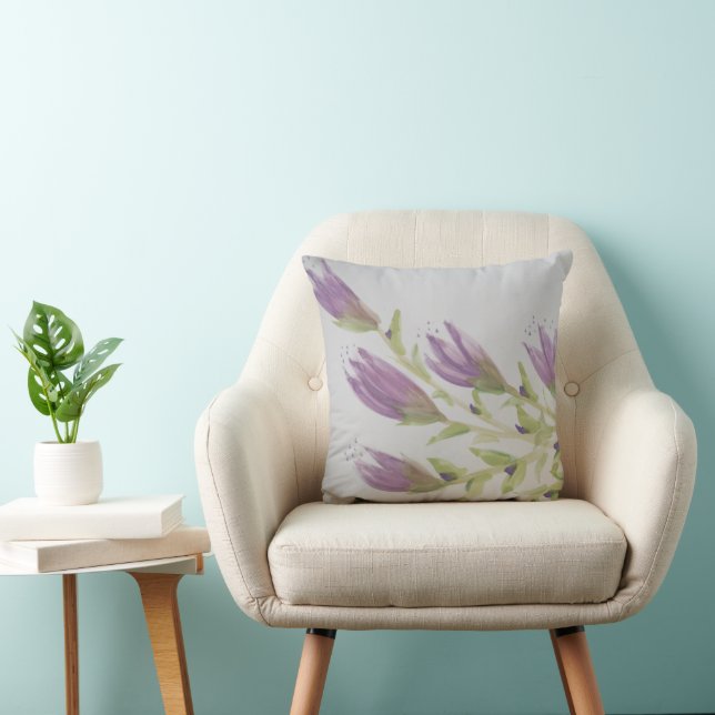 Mauve and Gray Throw Pillow (Chair)