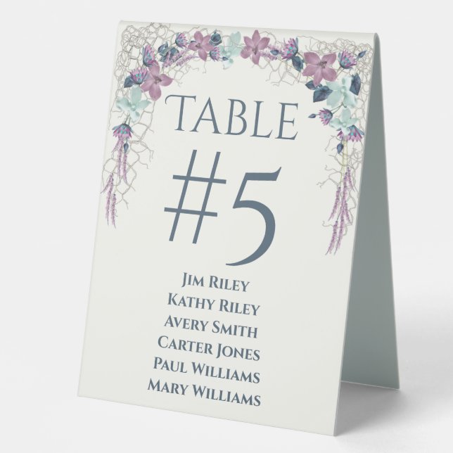 Mauve and Green Nautical Netting Table Tent (Front)