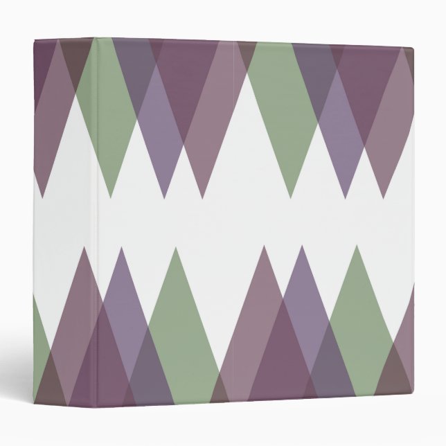 Mauve and green triangles 3 ring binder (Front/Spine)