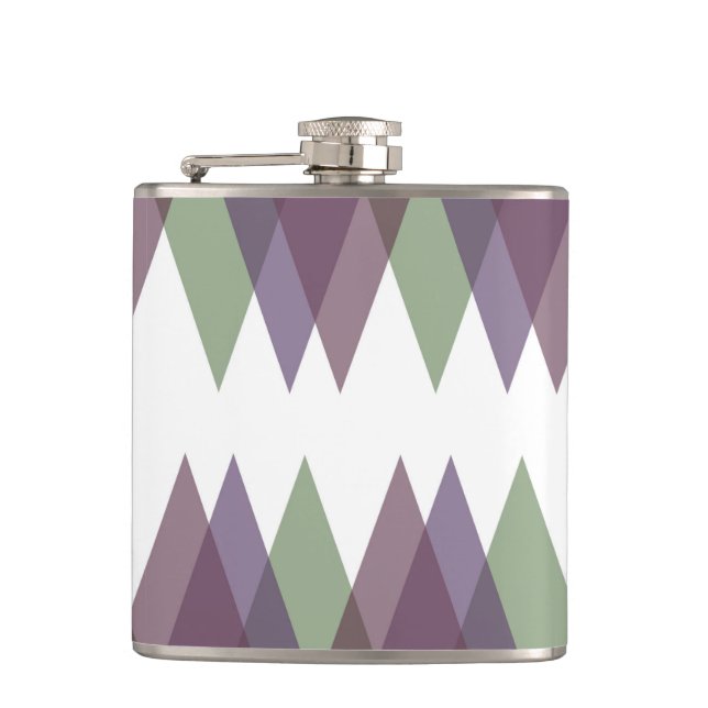 Mauve and green triangles flask (Front)