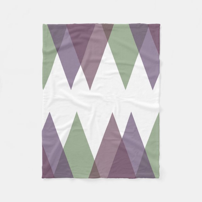 Mauve and green triangles fleece blanket (Front)
