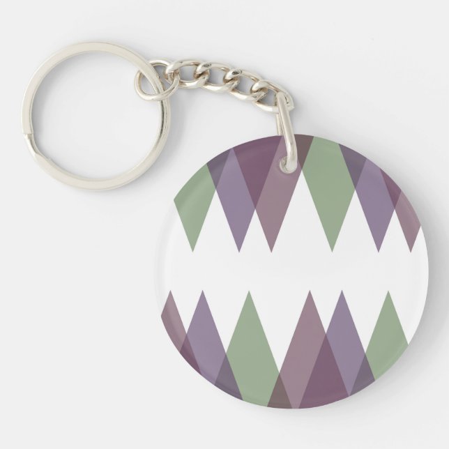 Mauve and green triangles keychain (Front)