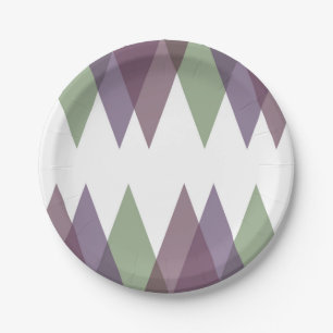 Mauve and green triangles paper plates