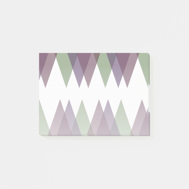 Mauve and green triangles post-it notes (Front)