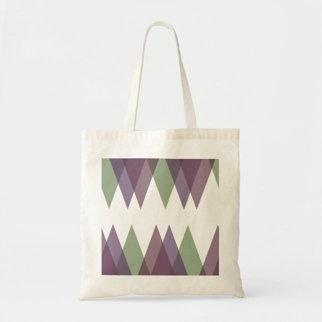 Mauve and green triangles tote bag (Front)