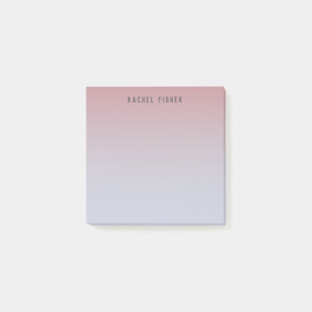 Mauve and Light Blue Sunset Ombre Personalized Post-it Notes (Front)