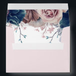 Mauve and Navy Blue Flowers Elegant Envelope<br><div class="desc">Navy blue and mauve vintage floral wedding invitation envelopes</div>