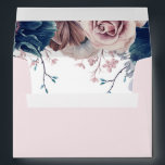 Mauve and Navy Blue Flowers Elegant Envelope<br><div class="desc">Navy blue and mauve vintage floral wedding invitation envelopes</div>