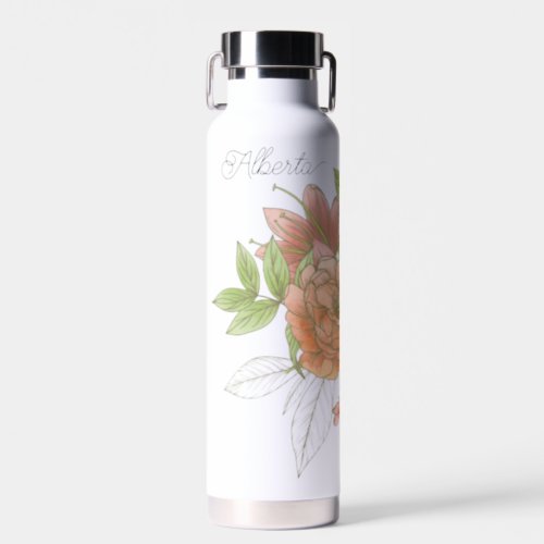Mauve and Peach Charming Flowers No Plastic Water Bottle