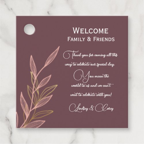 Mauve and Pink Gold Leaf Gift Tag