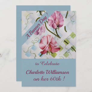 Mauve and Pink Watercolor Floral Birthday Invitation