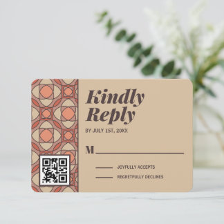 Mauve and Terracotta Art Deco RSVP Card QR Code