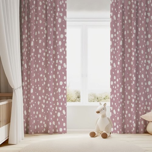 Mauve and White Abstract Dots Blackout Curtains