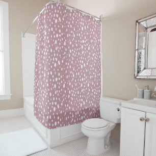 Mauve and White Abstract Dots Shower Curtain