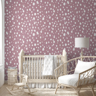 Mauve and White Abstract Dots Wallpaper