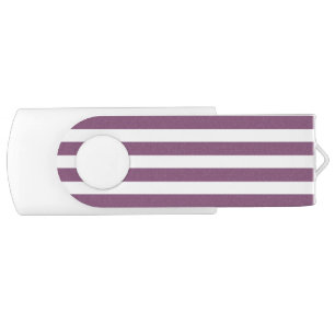 Mauve and white candy stripes flash drive