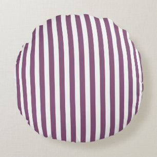 Mauve and white candy stripes round pillow
