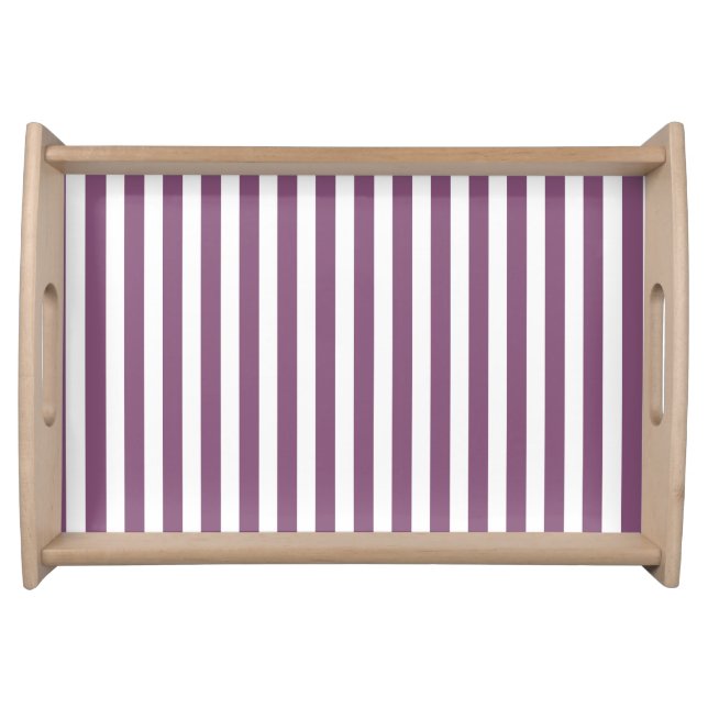 Mauve and white candy stripes serving tray (Front)