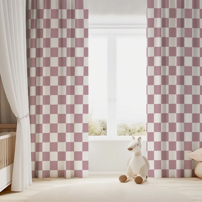 Mauve and White Checkerboard Blackout Curtains (Creator Uploaded)