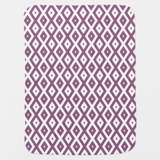 Mauve and white diamond pattern baby blanket (Front)