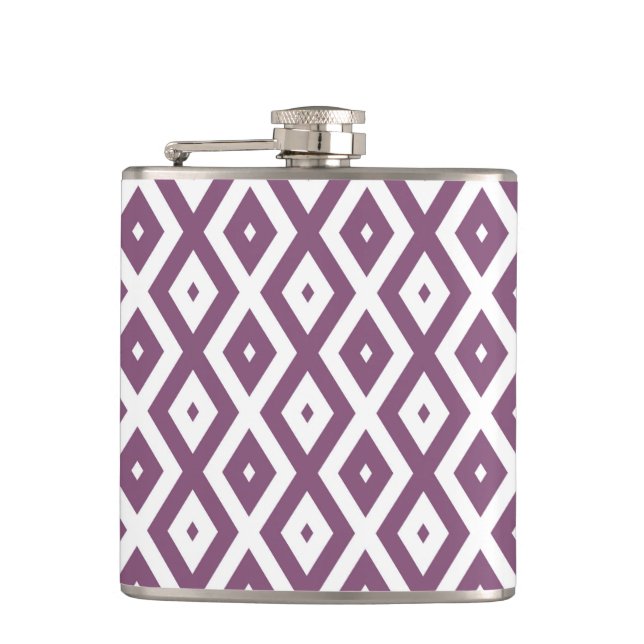 Mauve and white diamond pattern flask (Front)