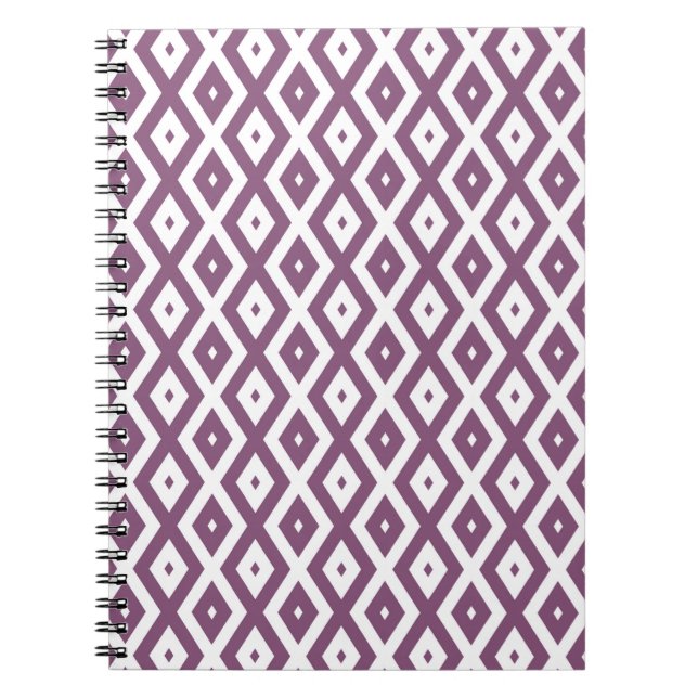 Mauve and white diamond pattern notebook (Front)