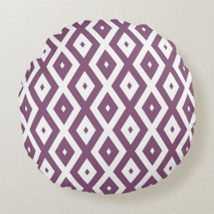 Mauve and white diamond pattern round pillow