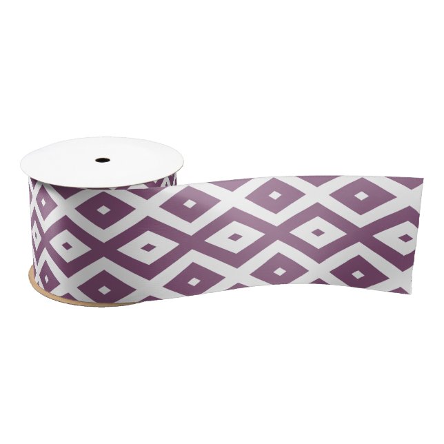 Mauve and white diamond pattern satin ribbon (Spool)