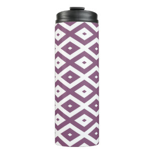 Mauve and white diamond pattern thermal tumbler