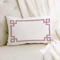 Mauve and White Greek Key | Editable Colors Lumbar Pillow