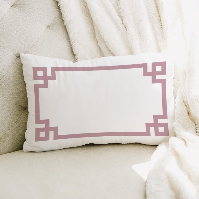 Mauve and White Greek Key | Editable Colors Lumbar Pillow (Creator Uploaded)