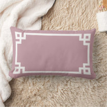 Mauve and White Greek Key | Editable Colors Lumbar Pillow