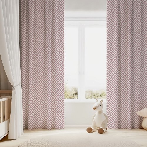 Mauve and White Greek Key Pattern Blackout Curtains