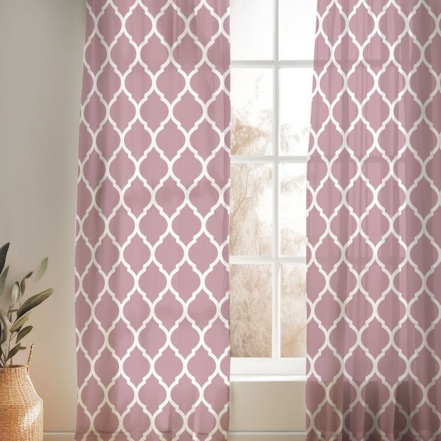 Mauve and White Moroccan Pattern Sheer Curtains (Creator Uploaded)